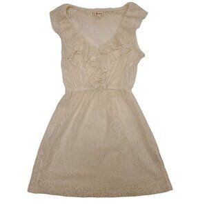 Olsenboye Off White Lace Swim Beach Coverup Ruffle Neckline Women's M